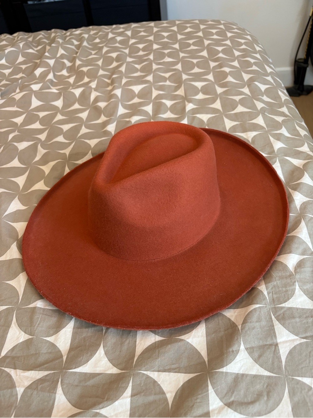 Olive & Pique Wide Brim Fedora Hat - Burnt Orange